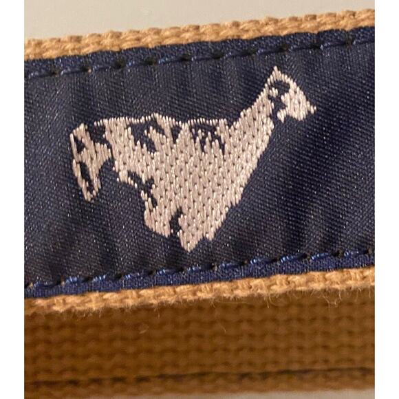 Leatherman Belt Small Blue Tan Embroidered Shelter‎ Island Double Ring USA - Picture 5 of 12